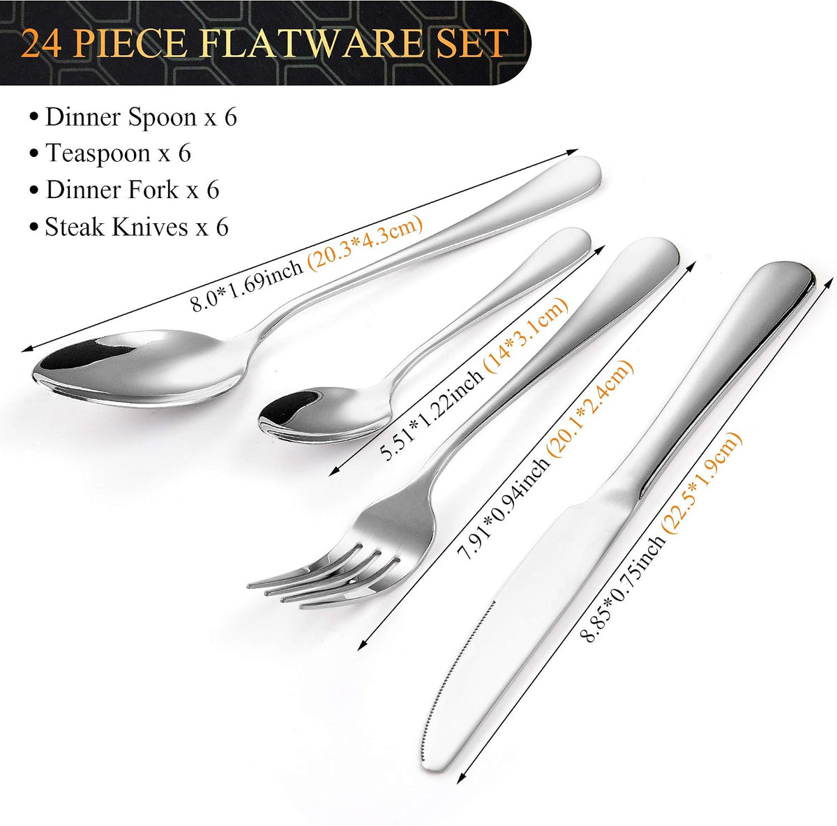 24-Piece Cutlery Set for 6 Place Settings
