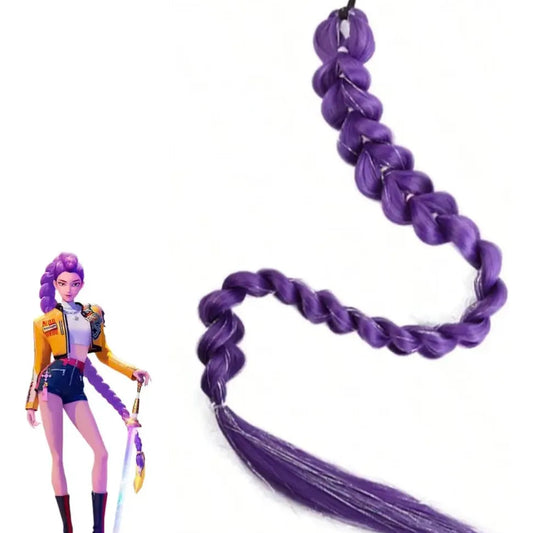 Long Purple Six Braid Wig 66 Cm K-pop Costume