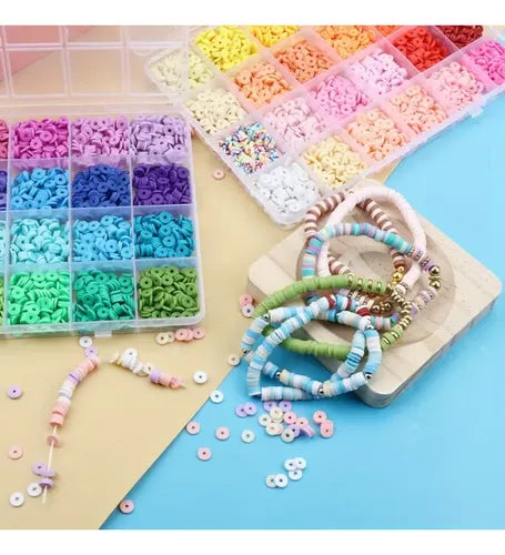 Kit de bisutería para hacer pulseras con cuentas de arcilla y letras