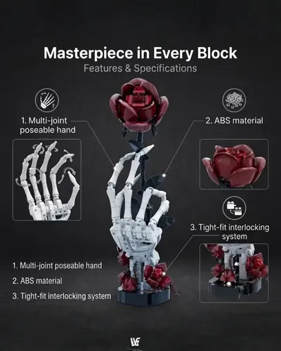Bloques de Construcción Mano de Esqueleto con Rosa Gótica