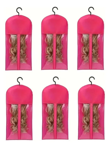 Organizador de Extensiones y Pelucas – Kit de 3 Piezas Rosa