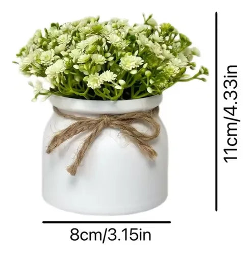 Set de 3 Plantas Artificiales en Maceta con Flores Gipsófila
