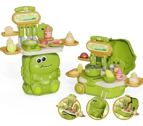 Set De Cocina Infantil En Maleta Con Diseño De Dinosaurio