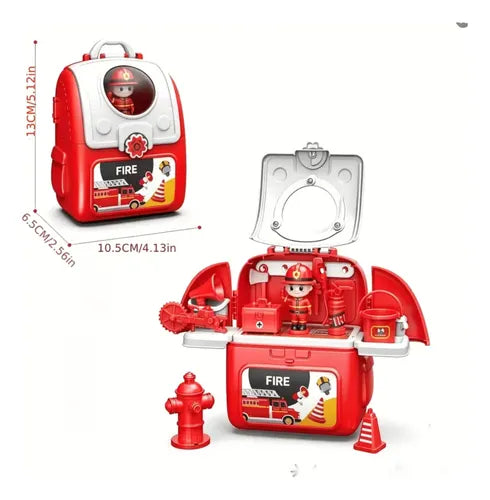 Kit de Rescate Estación de Bomberos Portátil con Mini Figura