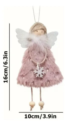 Set de 3 Adornos Navideños de Ángeles de Peluche Colgantes