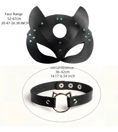 Set de Antifaz Máscara Gatúbela y Gargantilla Cosplay