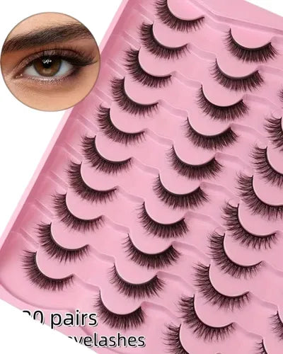 Set 20 Pares Pestañas Postizas 3d Efecto Ojo De Gato