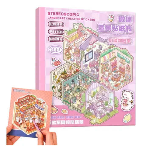 Libro De Stickers 3d Estereoscópicos Escenas En Miniatura