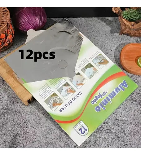 Set de 12 Protectores Reutilizables de Aluminio para Estufa