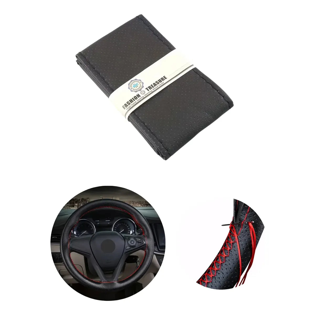 Funda Trenzada de Cuero para Volante 38cm – Línea Pesada