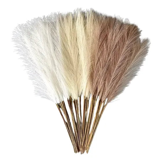 Set de 18 ramas de hierba de pampas artificial para decoración.