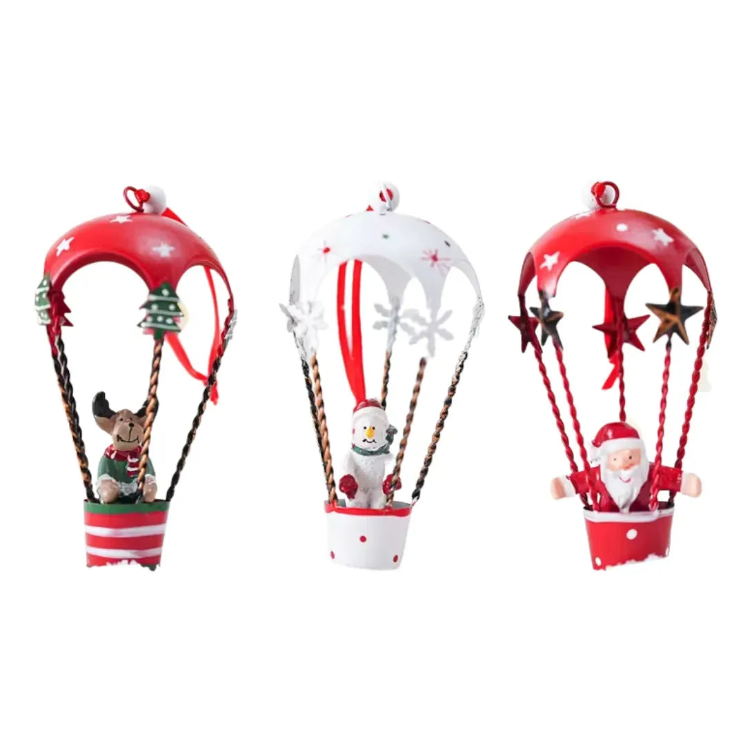 Set de 3 Adornos Navideños Colgantes Globo Aerostático