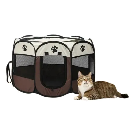 Corral octogonal plegable en poliéster para mascotas y cachorros