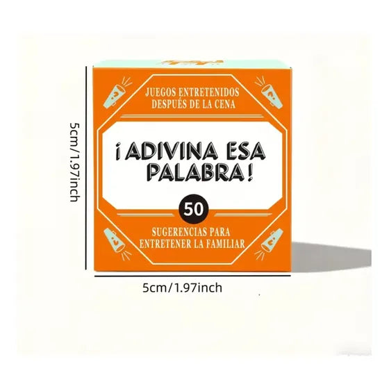 Juego de adivinanza de palabras bilingüe de 50 cartas marca DGR