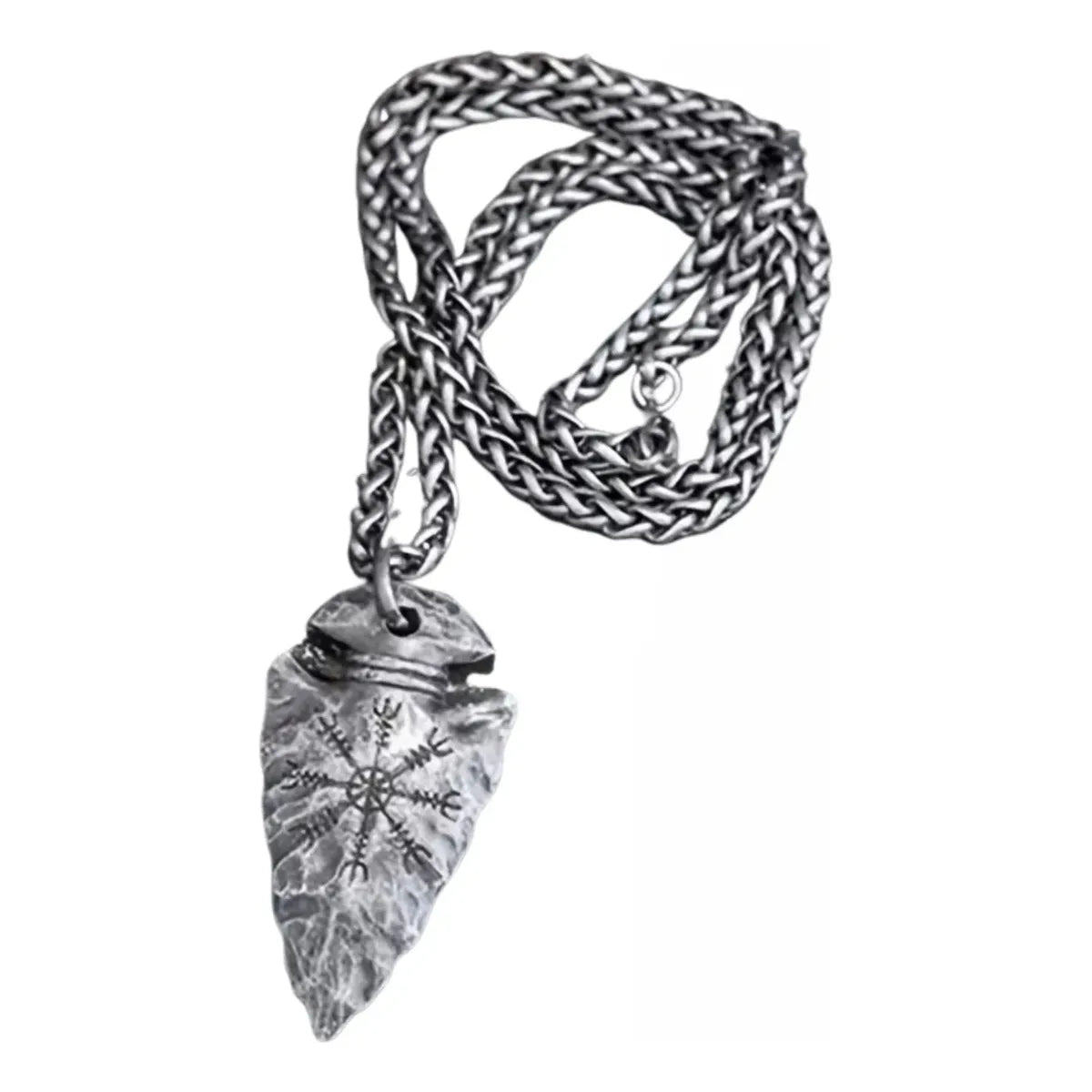 Collar Dije Punta de Flecha Lanza Vikingo con Brújula para Hombre