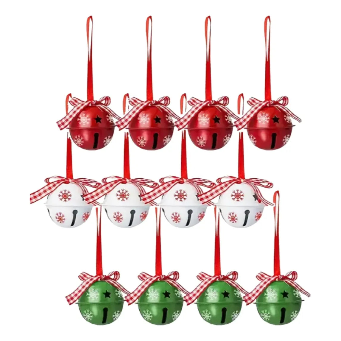 Kit de 12 Campanas Adornos Navideños para Árbol – Cascabeles Colgantes