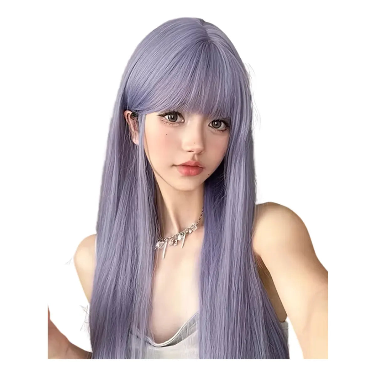 Peluca Lacia Lavanda 51cm con Flequillo – Aspecto Natural, Cosplay