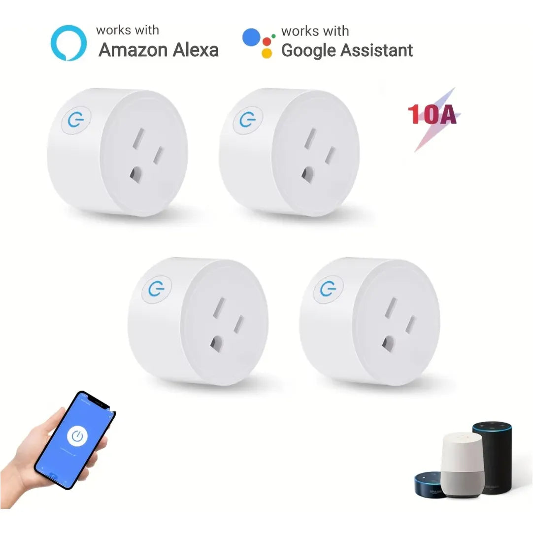 Set de 4 Tomacorrientes Inteligentes WiFi con Alexa y Google Home