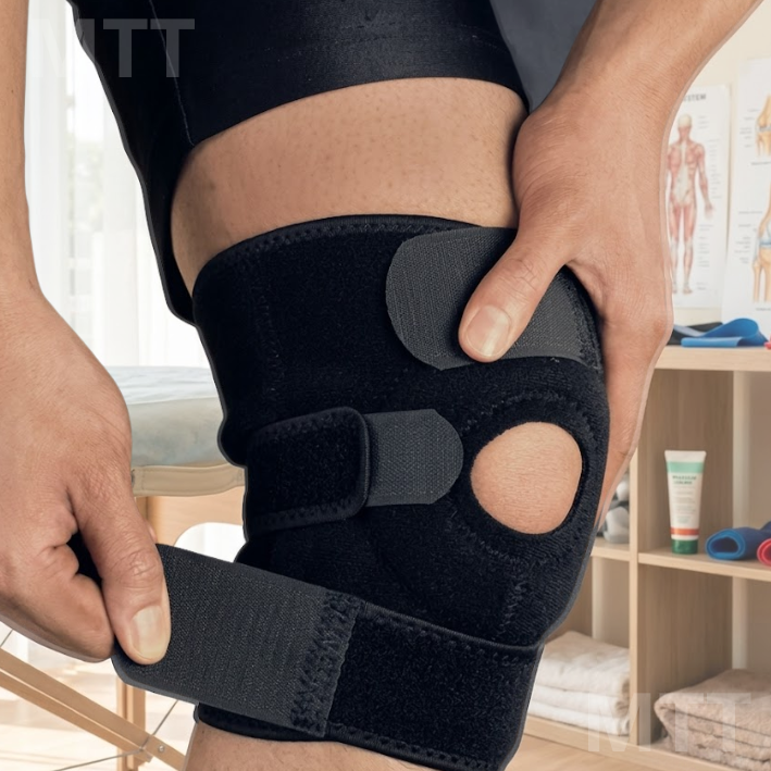 Rodillera Deportiva Ajustable con Soporte y Correa para Rótula – Estabilidad para Correr, Gym y Crossfit