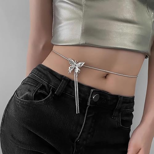 Collar Ajustable con Dije de Mariposa y Cadenas Colgantes en Aleación de Zinc