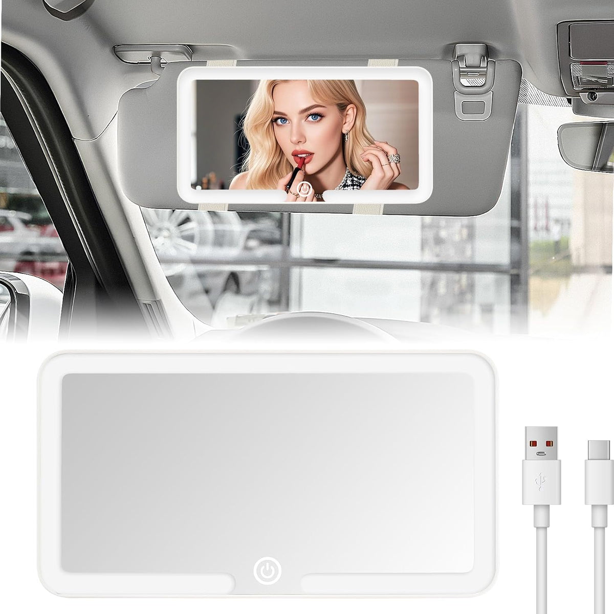 Espejo de Maquillaje LED para Coche