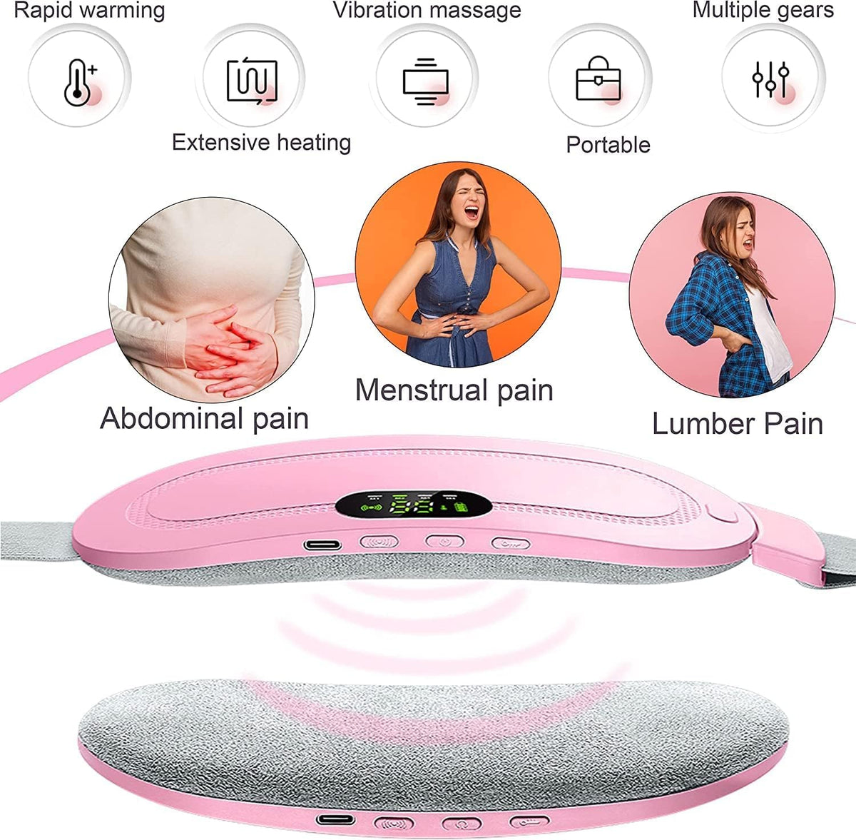 Almohadilla Térmica Eléctrica Recargable para Alivio de Cólicos Menstruales – Marca RS