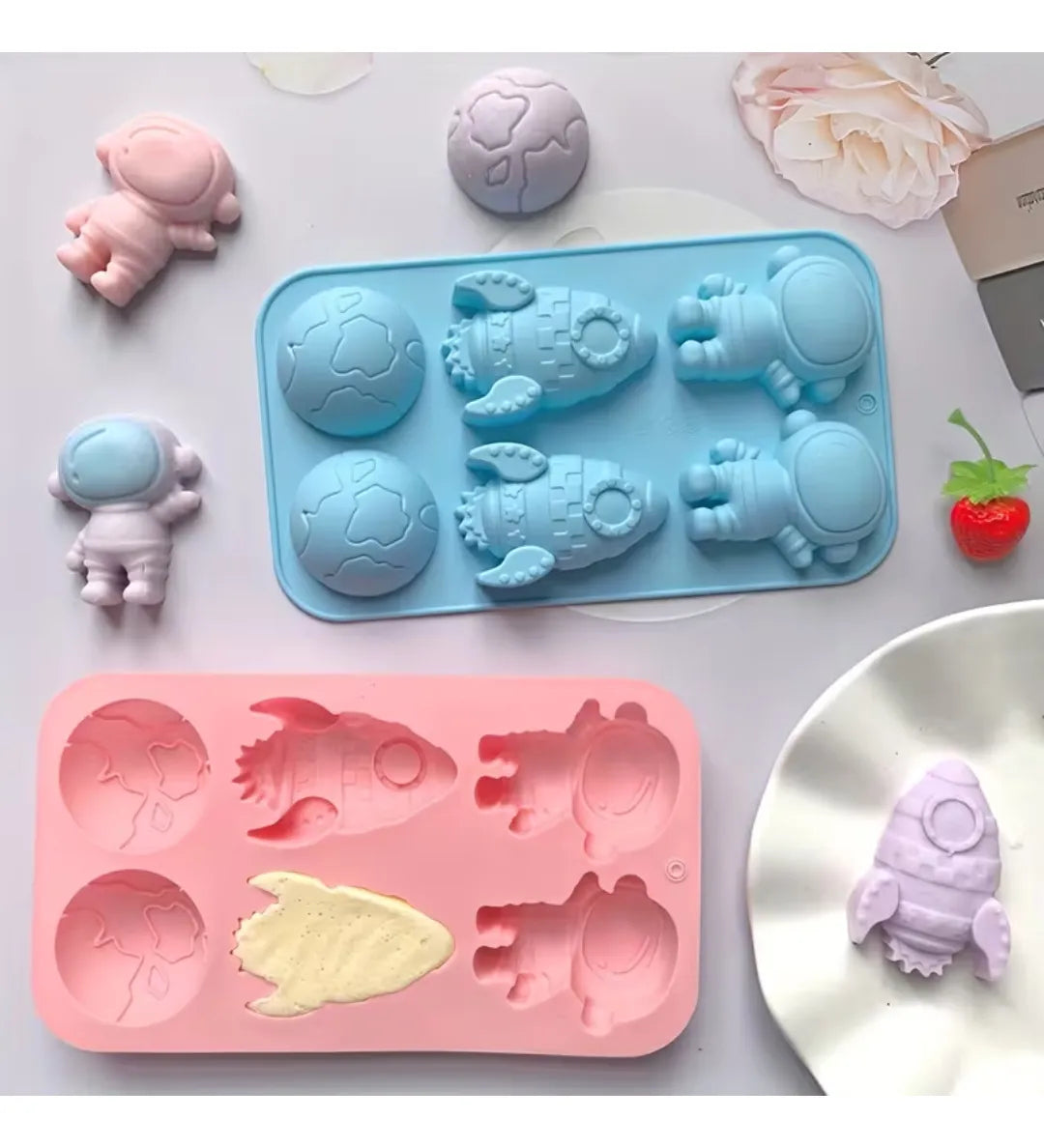 Molde de Silicona de Cohete y Astronauta – Velas y Repostería