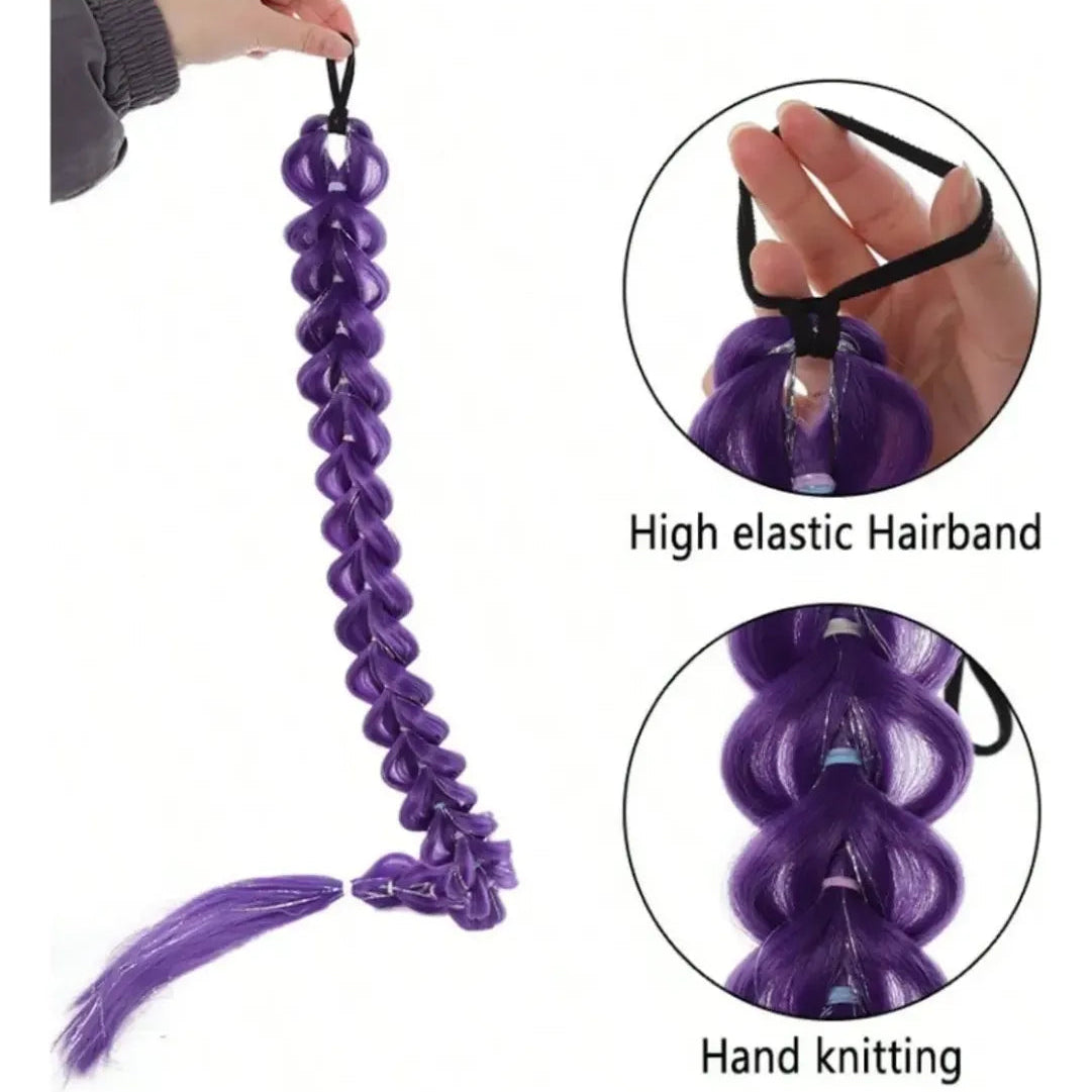 Long Purple Six Braid Wig 66 Cm K-pop Costume