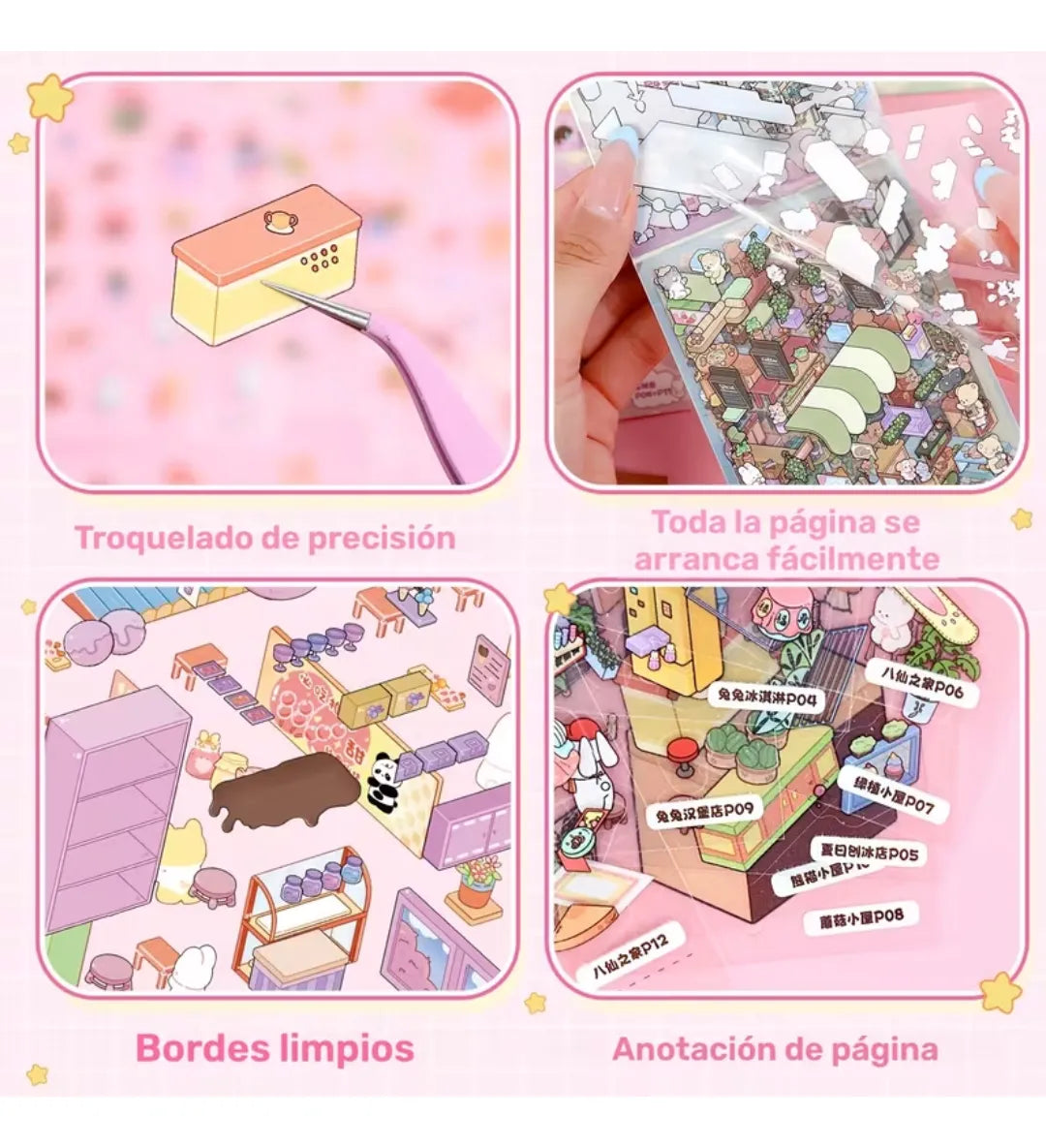 Kit Mini Libro de Pegatinas y Calcomanías Kawaii para Scrapbook