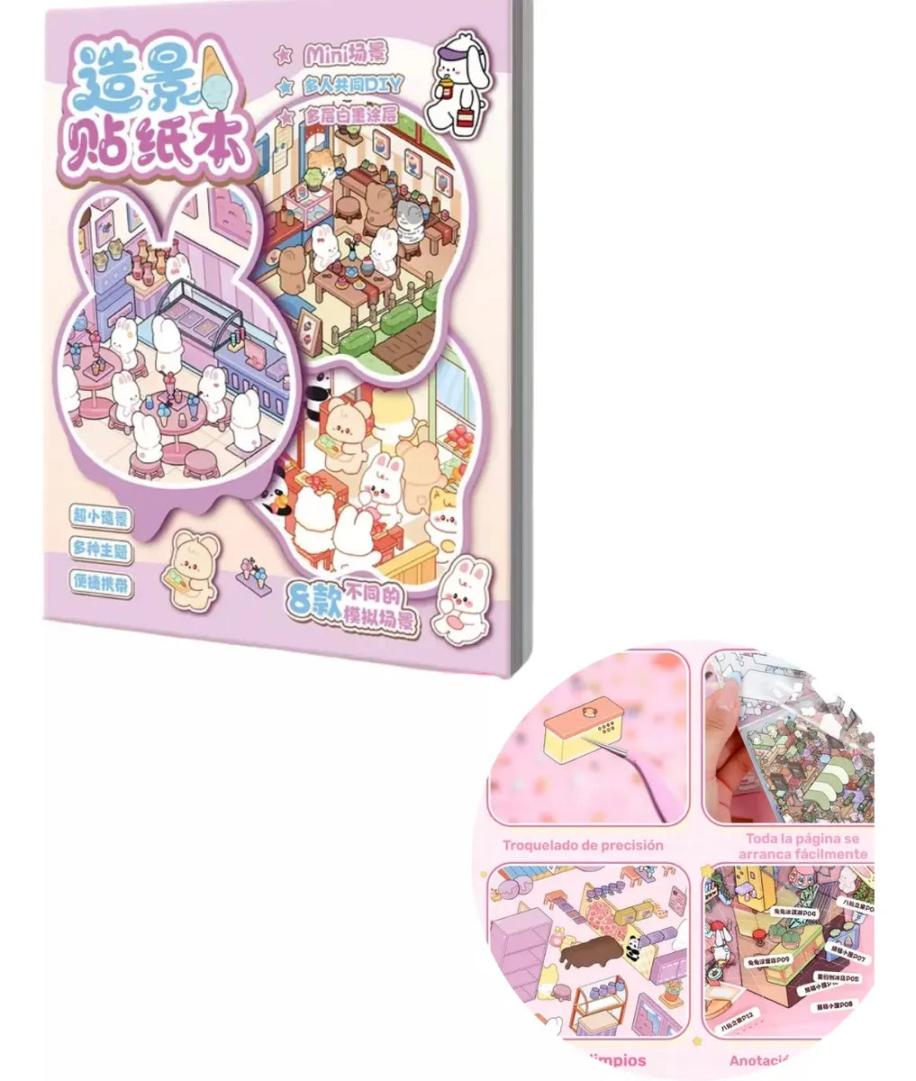 Kit Mini Libro Stickers Calcomanias Kawaii Scrapbook