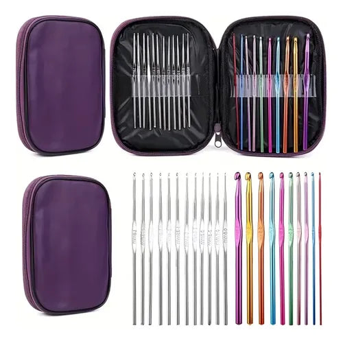 Set de 22 Agujas de Crochet con Estuche Organizador Metálica