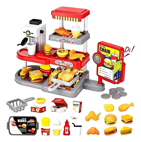 Juego de Cocina Interactivo de Comida Rápida con Caja Registradora