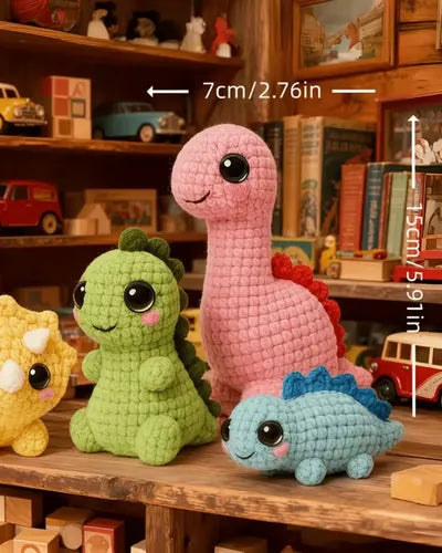 Kit de Crochet para Principiantes 4 Dinosaurios Amigurumi
