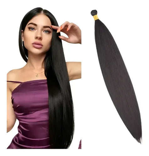 Extensión de Cabello Cortina Lisa Sintética de Fibra Alta Temperatura