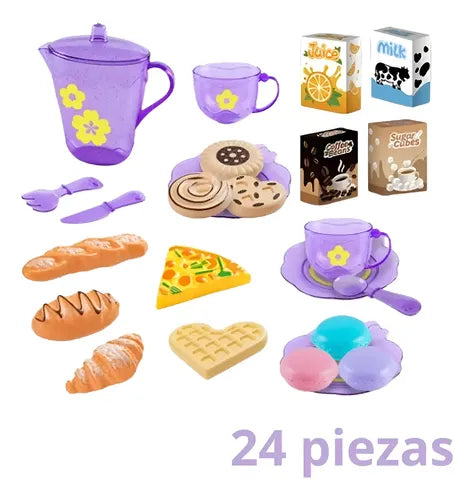 Juego de Simulación de Té y Postres para Niños de 24 Piezas