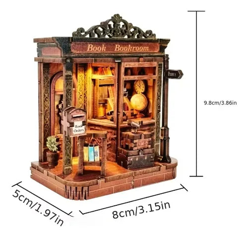 Kit de Librería Miniatura 3D de Madera para Armar