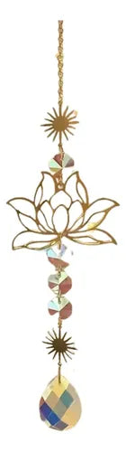 Atrapasol de Cristal Prisma Feng Shui Colgante Flor de Loto