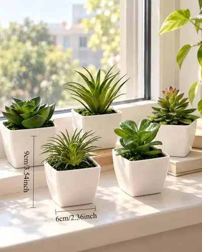 Set de 5 Plantas Suculentas Artificiales en Maceta Pequeña