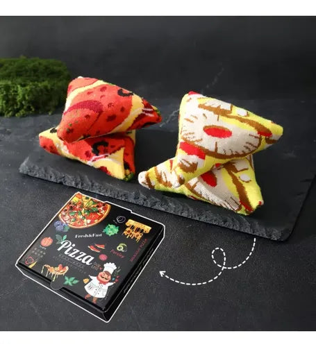 Set 4 Pares de Calcetines Divertidos Diseño Pizza