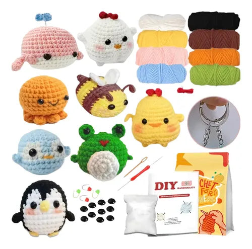 Kit de Crochet para Tejer 8 Animales Amigurumi Principiante