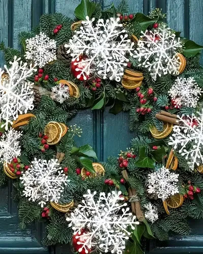Set de 60 Copos de Nieve de Plástico Blanco 11cm para Navidad
