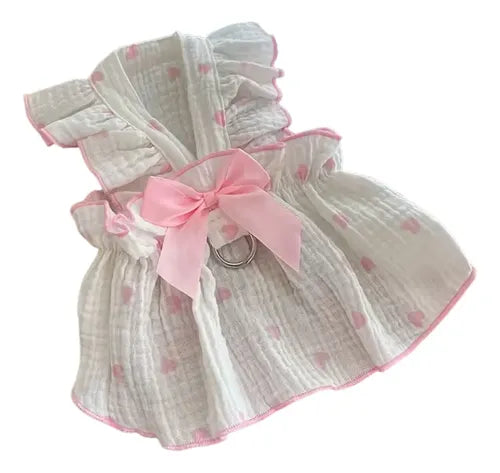 Vestido Falda con Arnés Incorporado para Perro y Gato Pequeños – Con Lazo