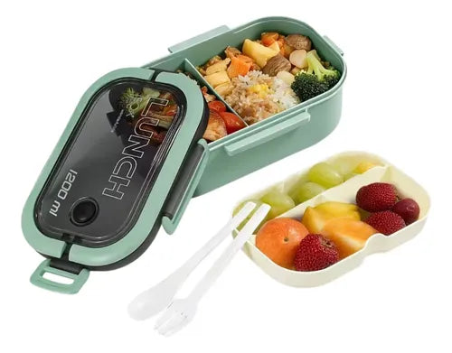 Lonchera Bento Doble Capa 1200ml con Cubiertos