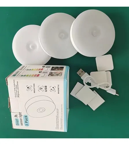Set de 3 Luces Nocturnas LED USB con Sensor de Movimiento
