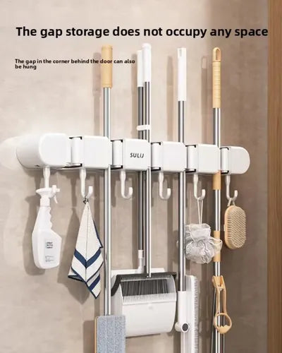 Organizador de Pared para Escobas y Trapeadores 5 Clips