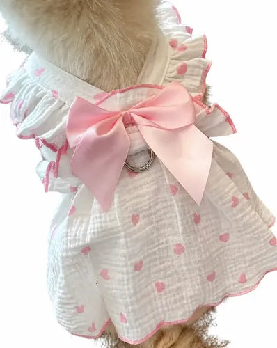Vestido Falda con Arnés Incorporado para Perro y Gato Pequeños – Con Lazo