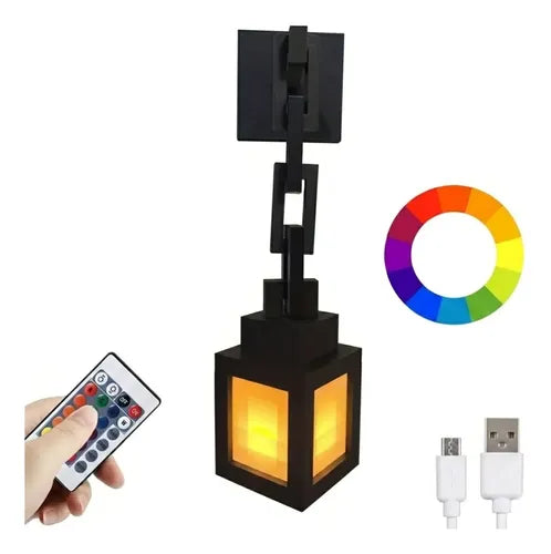 Lámpara Antorcha LED Minecraft RGB Recargable con Control Remoto