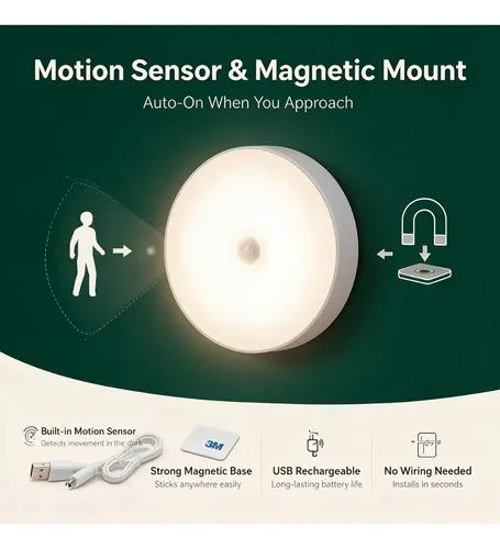 Set de 3 Luces Nocturnas LED USB con Sensor de Movimiento
