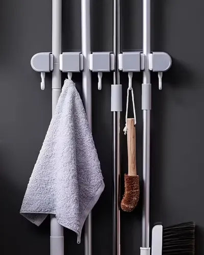 Organizador de Pared para Escobas y Fregonas 4 Clips