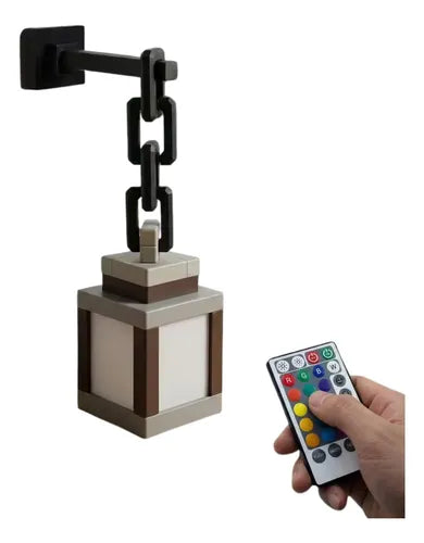 Lámpara Farol de Pared Pixelada Minecraft RGB Recargable